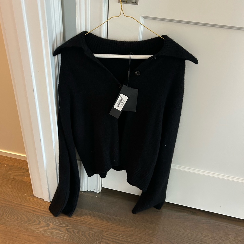 Jenni kayne black XS sweater Stevie polo NWT